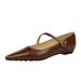 3683-12 Korean Version Flat Belt Simple Single Shoe Comfortable Slope Shallow Mouth Pointed Low Heel Versatile Hand Grip_vogvips.com