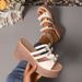 Thick-soled One-line Slippers With Sponge Cake, Women's Wedge Heels, Exposed Toes, Bow Ties, High Heels, Cool SlippersGolden Shoes_vogvips.com