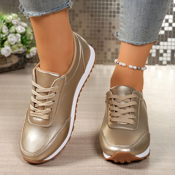 Fashion Gold Silver Platform Women Spring Autumn Lace Up Plus Size Casual Sneakers Woman Comfort Non Slip Sports Shoes_vogvips.com