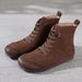 2025 Autumn Winter New Short Boots Retro Forest Round Toe Patchwork Ethnic Style Top Layer Cowhide Women's Shoes_vogvips.com