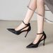2025 Summer New Pointed-Toe Satin Ribbon Closed-Toe Sandals With Thin High Heels, Sexy White Women's Shoes_vogvips.com