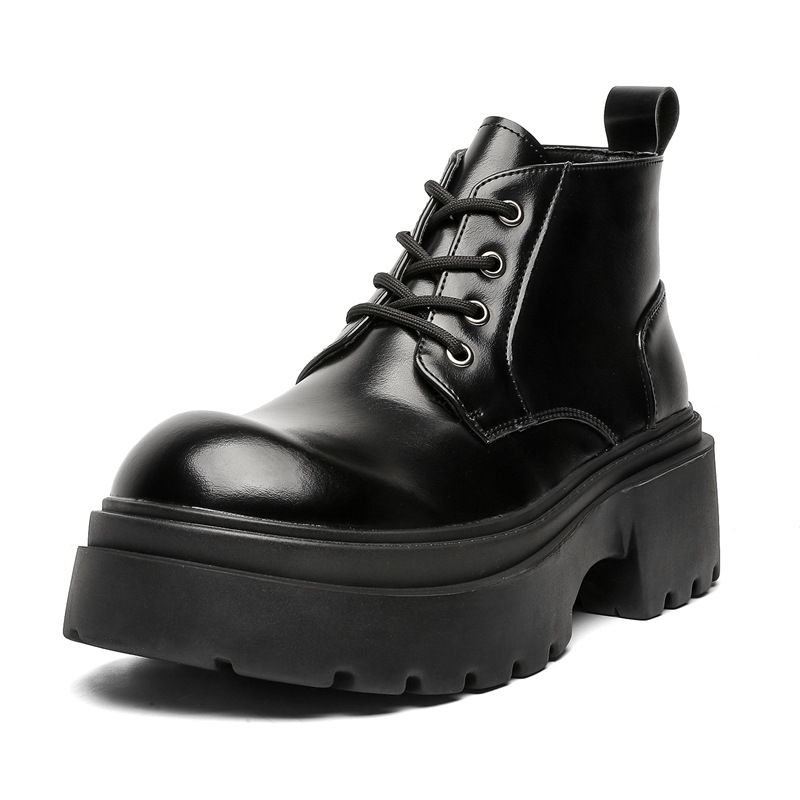 Lace-up High-top Thick-soled Heightening Men's Boots Fleece Short Boots Tooling Boots Martin Boots_vogvips.com