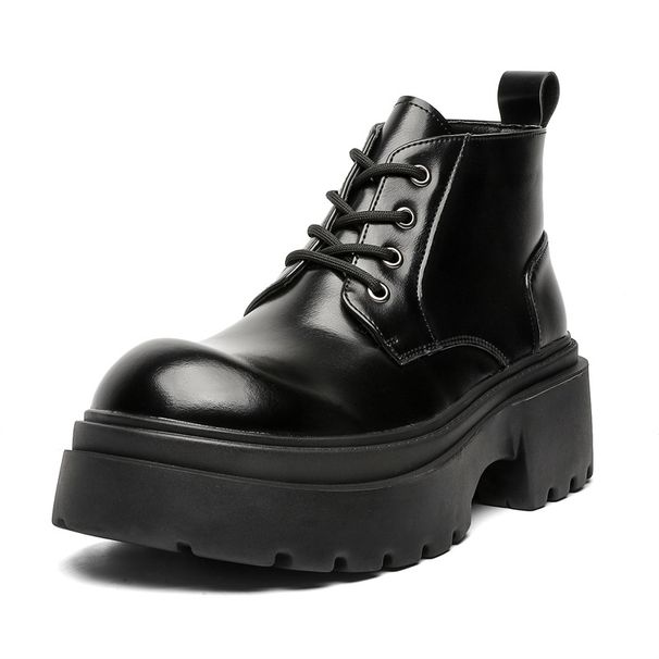 Lace-up High-top Thick-soled Heightening Men's Boots Fleece Short Boots Tooling Boots Martin Boots_vogvips.com