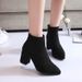 2023 Autumn Winter New Chunky High Heel Short Martin European American Single Pointed Toe Side Zipper Boots Women_vogvips.com