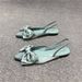 European Style Genuine Leather Women's Shoes 2026 Summer Pointed Toe Shallow Bowknot Slip-On Flat Retro Sandals_vogvips.com