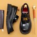 Big head leather shoes men's leather bright face business casual fashion wide feet thick sole one foot Wear dress shoes_vogvips.com