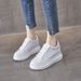 Height Increasing Summer New White Sneakers Thin Breathable Hollow Out Genuine Leather Versatile Women's Shoes_vogvips.com