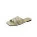 Plus Size Women's Shoes Low Heel Slippers Square Toe Flat Beach Slide Sandals For Women_vogvips.com