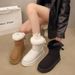 Fleece-Lined Thickened Snow Boots Slip-On 2025 Winter New Thick-Soled Furry Mouth Bowknot Warm Large Size Cotton Shoes_vogvips.com