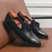 Euro Step British Carved Leather Men, Brogue Tassel Versatile Casual Fashion Hair Stylist Slip-On Lazy Shoes For Men_vogvips.com