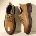 Men's Martin Boots Low Chunky Sole Leather Casual Shoes Retro Fashion Boots_vogvips.com