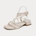 Sheepskin Flat Square Toe Design Strap Sandals For Women 2024 Summer New Comfortable_vogvips.com