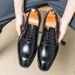 ShoeVault Men's Leather Business Formal Casual Fashion Versatile Groom Wedding Square Toe British Style Retro Oxford Derby Shoes_vogvips.com
