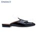 Leather Pointed Slip-On With Tassel Edges And Hollow Back Fashionable Closed Toe Slippers Comfortable Men's Shoes_vogvips.com