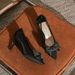 Claic Fahion Breathable Preure Diamond Meh High Thin Heel Pointed Black Shallow Mouth Women Single_vogvips.com