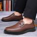 Business Casual Leather Shoes Men's Slip-On Anti-Slip Soft Bottom Breathable Round Toe Adult Footwear Comfortable_vogvips.com