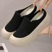Women's Summer Thick Soled Slippers Breathable Closed Toe Low Cut Solid Color Height Increasing Simple Soft Sole Half Slippers_vogvips.com