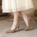 1088-8 Houndstooth Pointed Toe Stiletto For Women 2025 New European And American Suede Ultra High Heels 11CM_vogvips.com