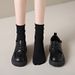 Loafers Women's Shoes Leather Surface Solid Color Heightened Platform Student Fashion Campus_vogvips.com
