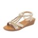 Women's Shoes Summer Fashion Fish Mouth Set Foot Wedge Heel Fashion Leisure Large Size Bohemian Rhinestone Sandals_vogvips.com