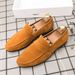 New Fashion Black Business Casual Loafers Daily Yellow Matte Office Men's Shoes One Foot Pedal Brown Banquet Dress Leather Shoes_vogvips.com