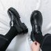 British Fashion Men's Big Head Black And White Color-blocking Thick Sole Heightened Casual Men's Shoes Lace-up Business Banquet Wedding Leather Shoes_vogvips.com