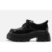 Bottom Small Leather Women's Shoes, Black Patent Leather, England Style Lace Up Height Increasing Casual Shoes,_vogvips.com