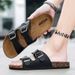 Bebealy Men's Slippers Summer Retro Open-toe Slippers With Double Duckles Fashion Outdoor Couple Slippers Injection Molded Shoes_vogvips.com