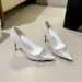 Women's Elegant High Heels French Style Satin Finish Pointed Toe Rhinestone Embellished Shoes For Formal Occasions And Weddings_vogvips.com