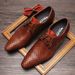 British Style Shoes For Men, Genuine Leather Pointed Toe Youth Trendy Woven Lace-up Business Formal Shoes, Breathable_vogvips.com