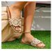 Summer New Women's Pearl Embellished Gold Metallic Square Toe Sandals Bling Rhinestone Flats_vogvips.com