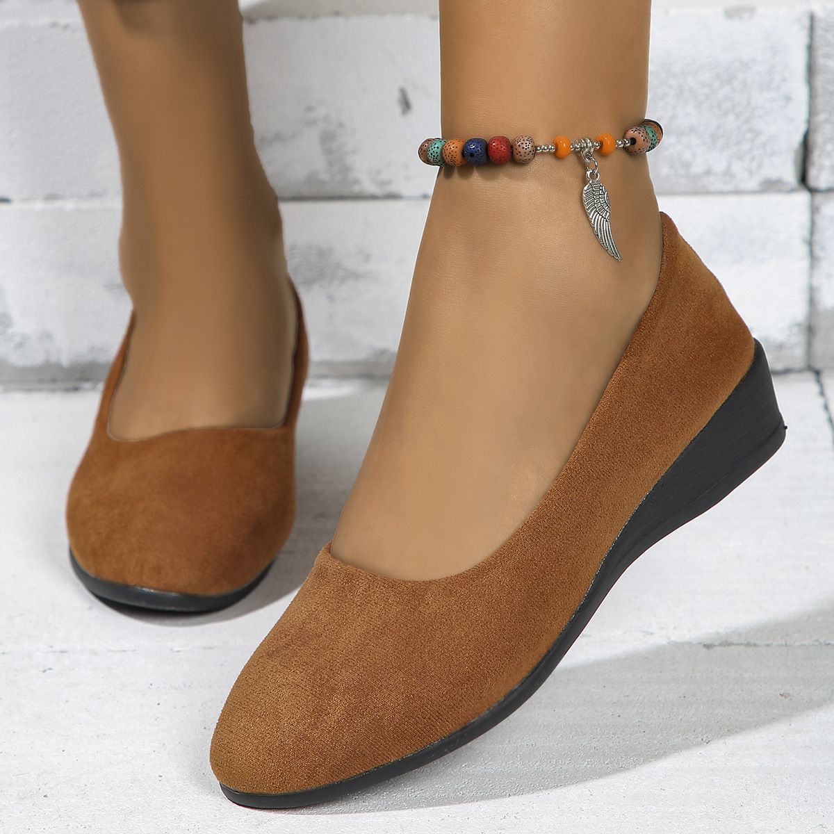 Plus Size Women's Casual Slip-On Loafers With Soft Sole Round Toe Comfortable Low Heel Flats For Everyday Wear Single Shoes For Women._vogvips.com