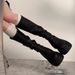 Women's Knee-High Chunky Heel Boots - Stylish Round Toe Thick Sole Riding Boots For All Seasons, Sizes 35-40 Boots Slimming Pile Boots Skinny Boots_vogvips.com