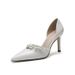 Women's Pearl Hollow Single Shoes A12 Stiletto Heel Pointed Toe Low Mouth Fashion High Heels Bridesmaid Banquet Wedding_vogvips.com
