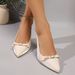 2025 Summer New Pointed Toe Bowknot Stiletto Heels Casual Daily High Heel Sandals For Women Simple Style_vogvips.com