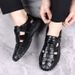 Men's Genuine Leather Sandals Summer Trend New Style Casual Versatile Leather Sandals Non-slip Soft Bottom Breathable Hollow Shoes Men_vogvips.com