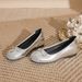 NEW French-style High-heel Ballet Flat-toe Open-toe Shoes, Flat-bottomed, Evening Shoes, Women's Silver-colored Leather Shoes_vogvips.com