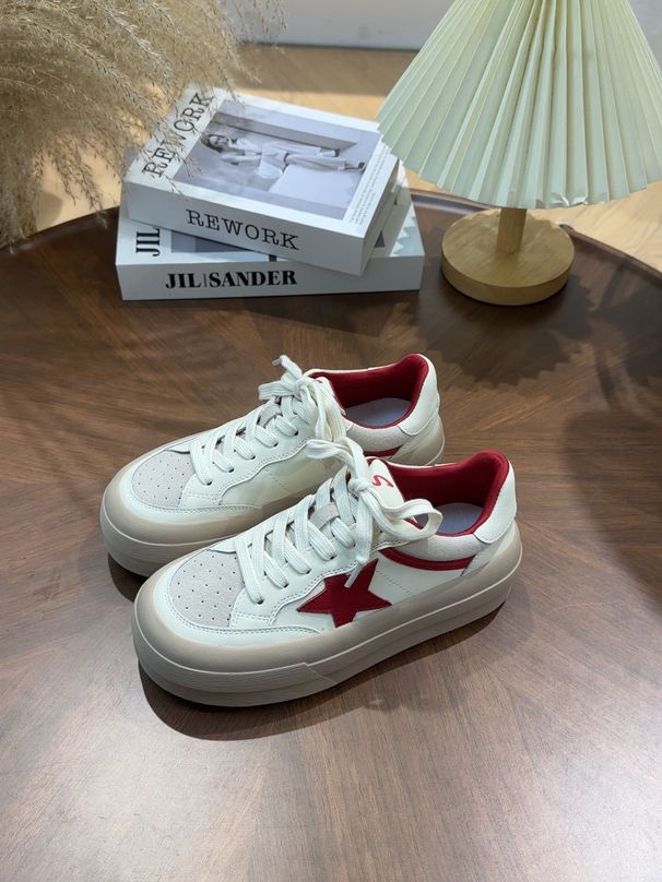 Retro Multi-color Thick-soled Star-patterned Shoes For Women, Stylish, Versatile, Comfortable, Lightweight And Casual, Cute Little Shoes_vogvips.com
