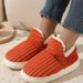 Plush Fleece-Lined House Slippers For Women & Men - Non-Slip Rubber Sole Winter Shoes With Striped Design (Gray, Navy, Brown, Green, Pink, Orange)_vogvips.com
