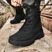 Outdoor High-top Boots Men Casual Combat Boots Men Soft Wear-resistant Anti-slip Lace-up Flat Comfortable Hiking Shoes Men_vogvips.com