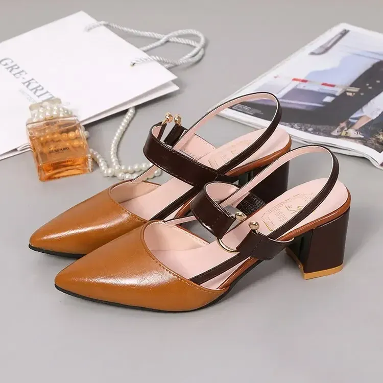 2024 Sandals Women's Summer New Pointy Chunky Sandals Large Size Women's Fashion Woman Shoes Sandals Women 2020_vogvips.com