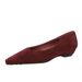 3683-15 European And American Style Versatile Daily Simple Comfortable Suede Pointed Toe Shallow Low Heel Wedge Single_vogvips.com