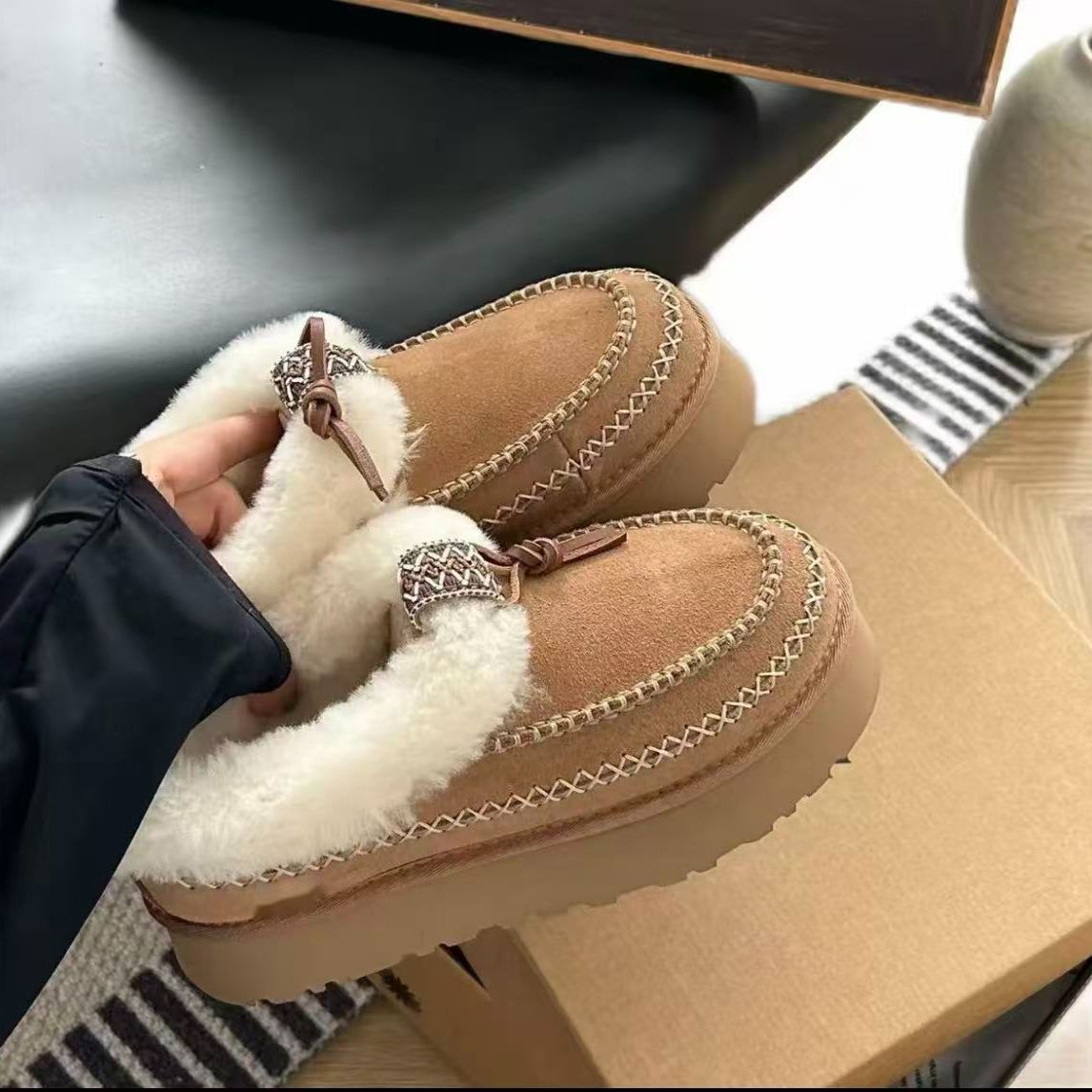 Sangpo 2025 New Alpine Cotton Shoes Warm Height-Increasing Thick-Soled Snow With Sheepskin Fur Integrated Foot Pedal_vogvips.com
