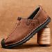 Euro Step Casual Leather For Men 2025 New Soft Sole Non-Slip Loafers Slip-On Large Size Men's Shoes 464748_vogvips.com