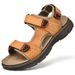 Men’s Nubuck Leather Outdoor Sport Sandals, Triple Adjustable Strap Non-Slip Hiking Walking Sandals_vogvips.com
