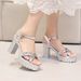 MTX Women's Summer Sandals High Chunky Heel Thick Sole Waterproof 2025 New Korean Style One-Strap Fish Mouth Platform Shoes_vogvips.com