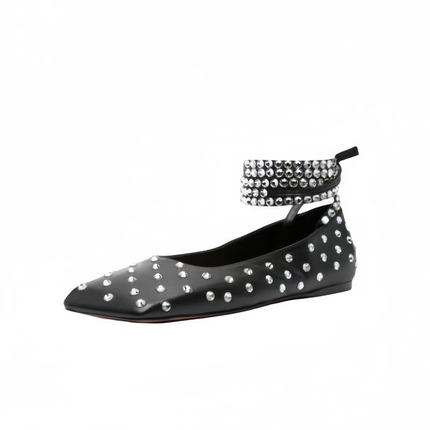 Women's Plus Size Rhinestone Ballet Style Flat Comfortable Legging Shoes Similar To Niche_vogvips.com