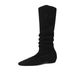 Cameido Women's Western Style High Heel Ankle Boots Velvet Wrinkle Stack Boots Non Fleece Lined Autumn Winter_vogvips.com
