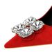 9511-K59 Korean Fashion Banquet Fine Ultra High Heels, Suede, Shallow Mouth, Pointed Water Diamond Single, Women's_vogvips.com