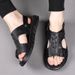 Men's Outdoor Slippers High-quality 2025 Summer Leather Sandals For Men New Man's Walking Shoes_vogvips.com